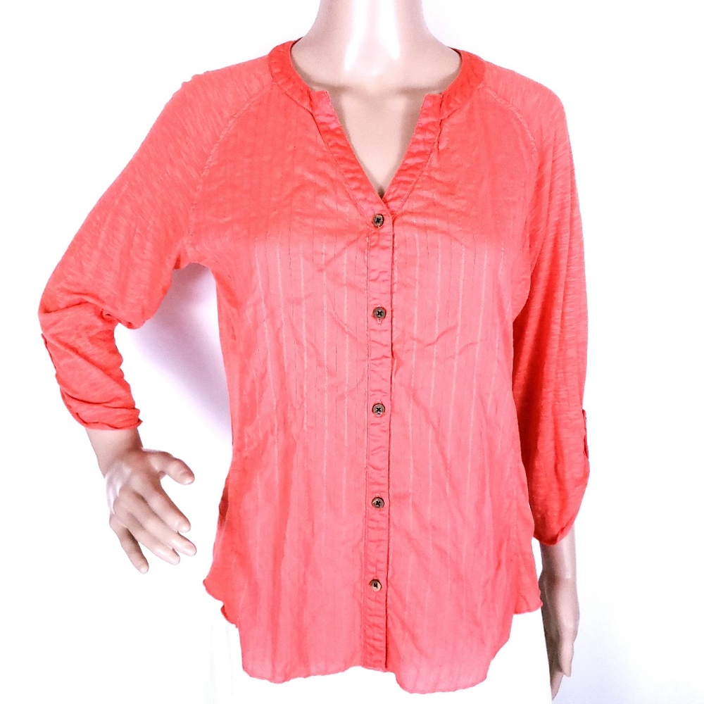The North Face Women Button Top Blouse V-neck Size M